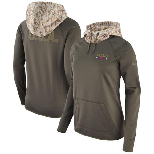 Women's Buffalo Bills Nike Olive Salute to Service Performance Pullover Hoodie - Click Image to Close